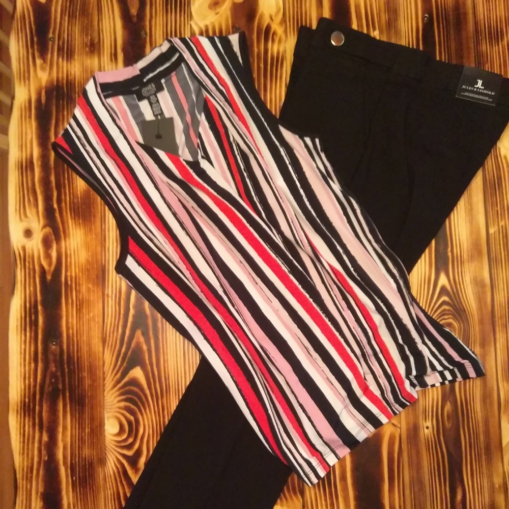 Jones New York Persimmon Vertical Stripe Top